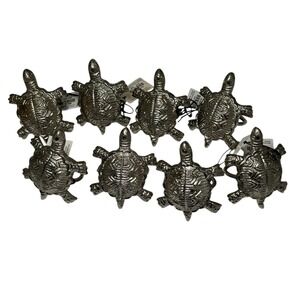 Set of 8 Pier‎ 1  Pewter TURTLE Napkin Rings Retired NOS